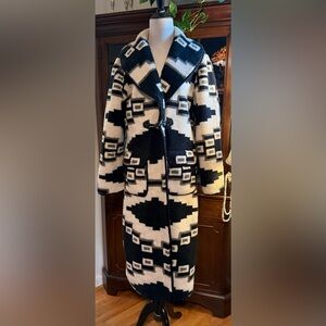 Tasha Polizzi Black and White Fleece Coat